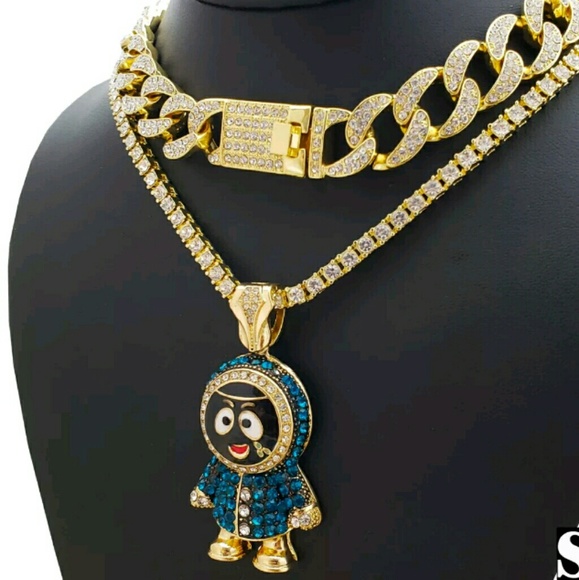 Hip Hop Eskimo Pendant w/ 18" Full Iced Cuban & 1 - Picture 1 of 3